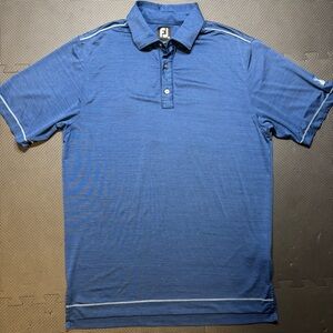 Footjoy Polo Shirt Mens Medium Blue Performance Athletic Golf Golfer Flex